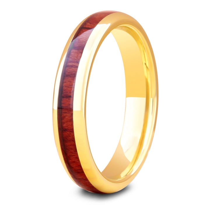 Wood Class - Yellow Gold & Rosewood Ring (4mm)