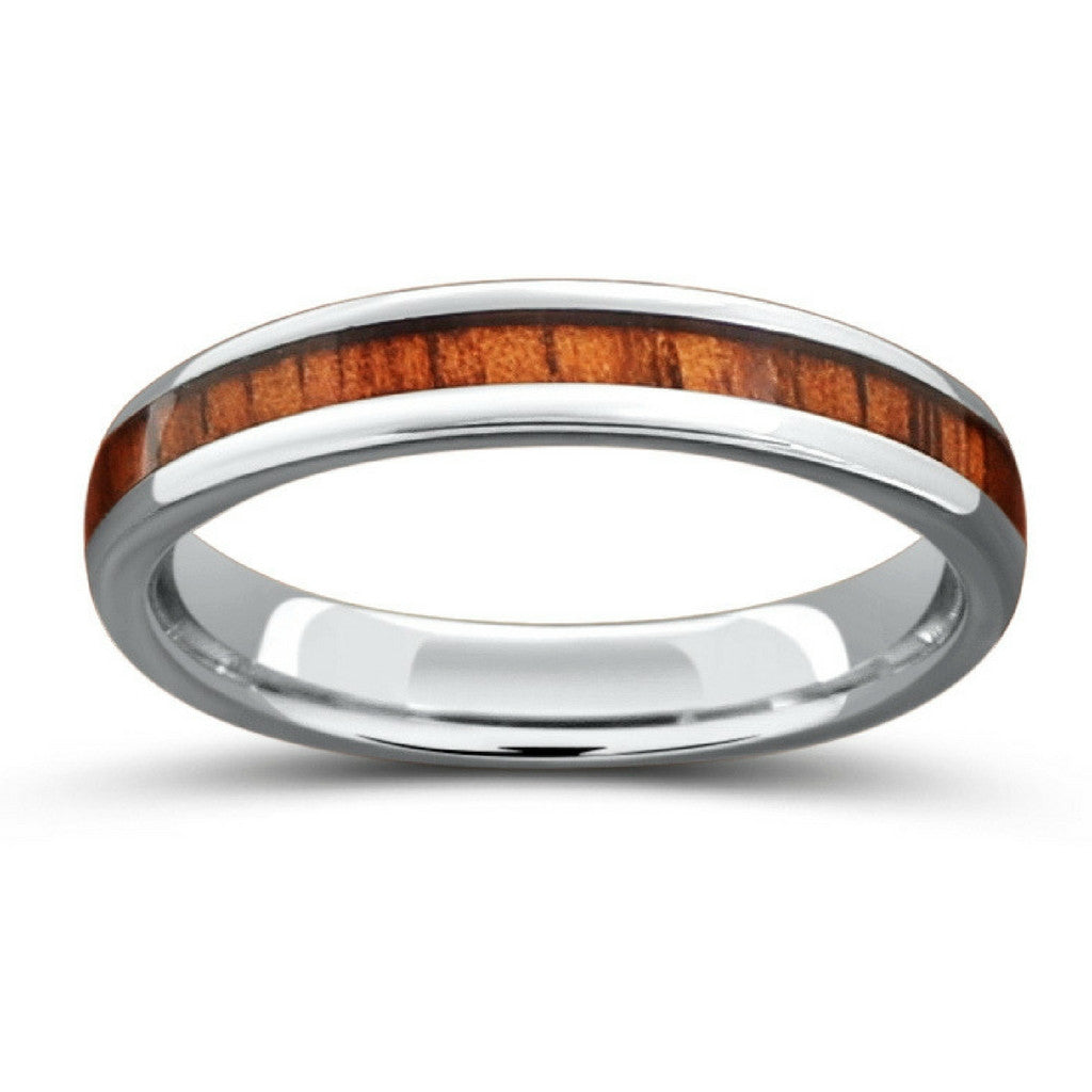 4mm Tungsten Wood Wedding Band - Oval Profile 