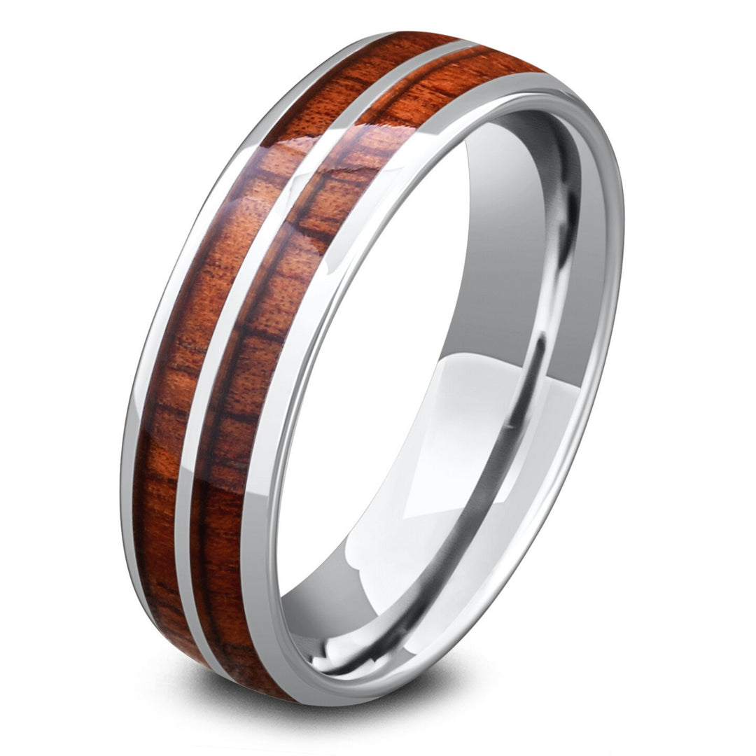 Men's Silver Wood Barrel Ring