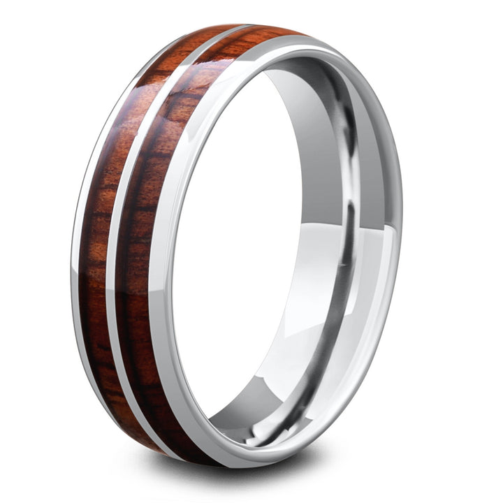 Silver Wooden Barrel Ring - Men's Wedding Ring