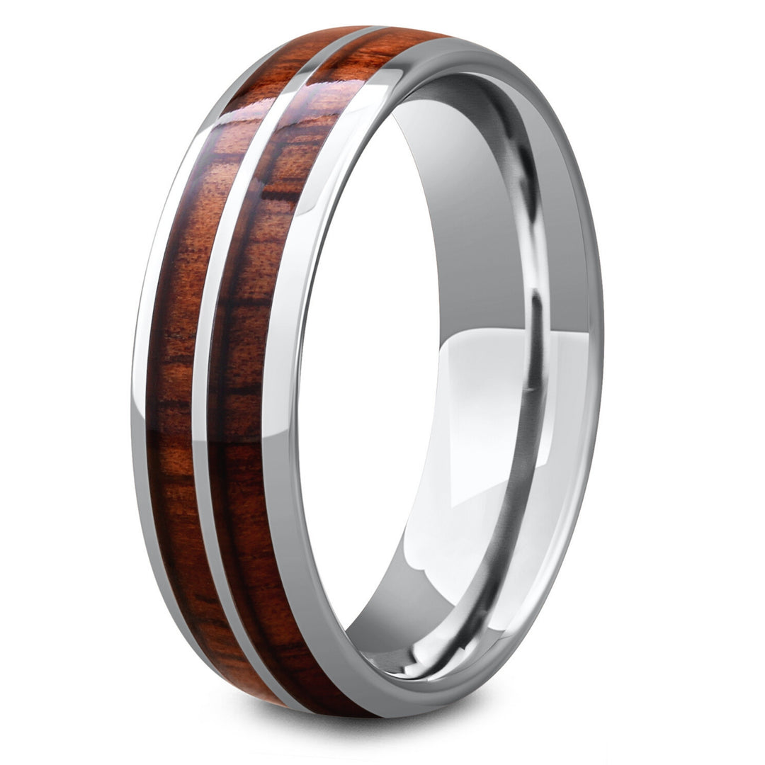 Men's Silver Wooden Barrel Ring