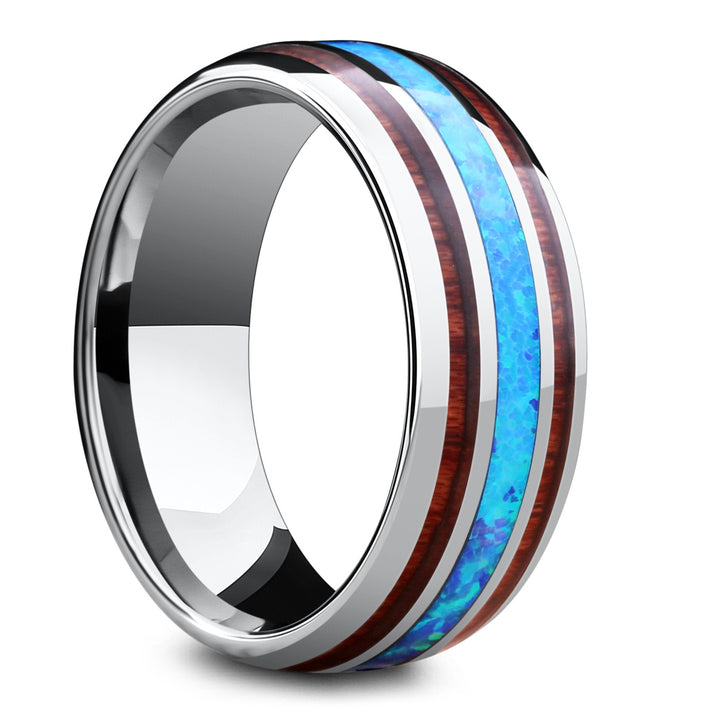 Silver Opal Barrel Ring