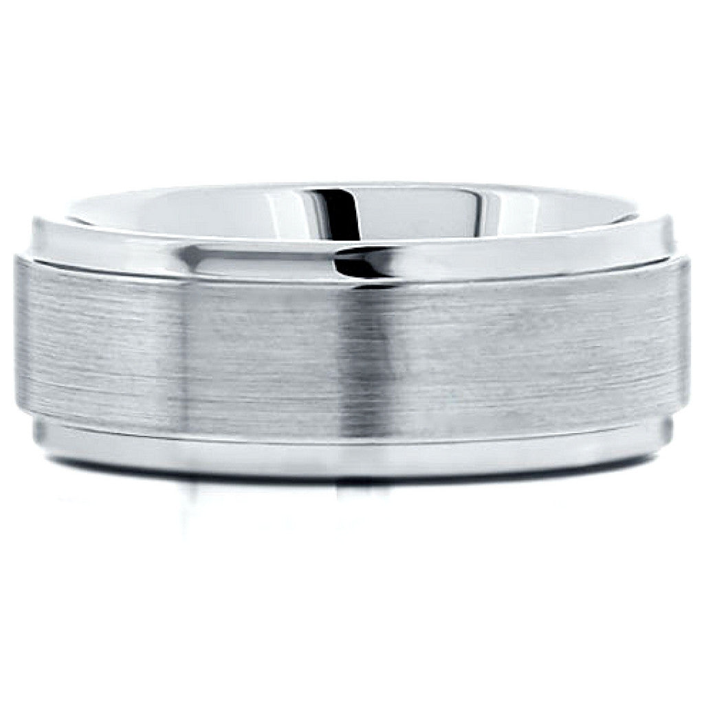 8mm Mens Tungsten Wedding Band With Brushed Center & Step Down Polish Edges - NorthernRoyal - 3