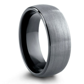 Introducing The Element – modern design meets rugged durability. Bold brushed top, polished black interior, crafted for the man who tackles life head-on. Men's Brushed Tungsten Wedding Band.