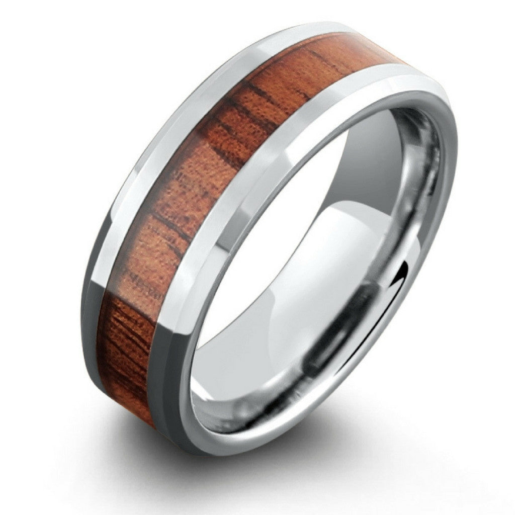 The Silver Yooper - Silver Tungsten Wood Ring