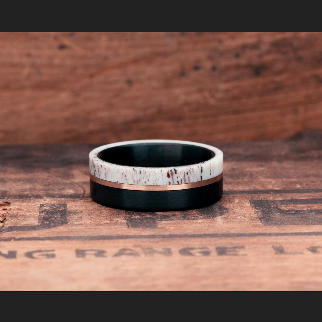 Men's Black Deer Antler Wedding Ring
