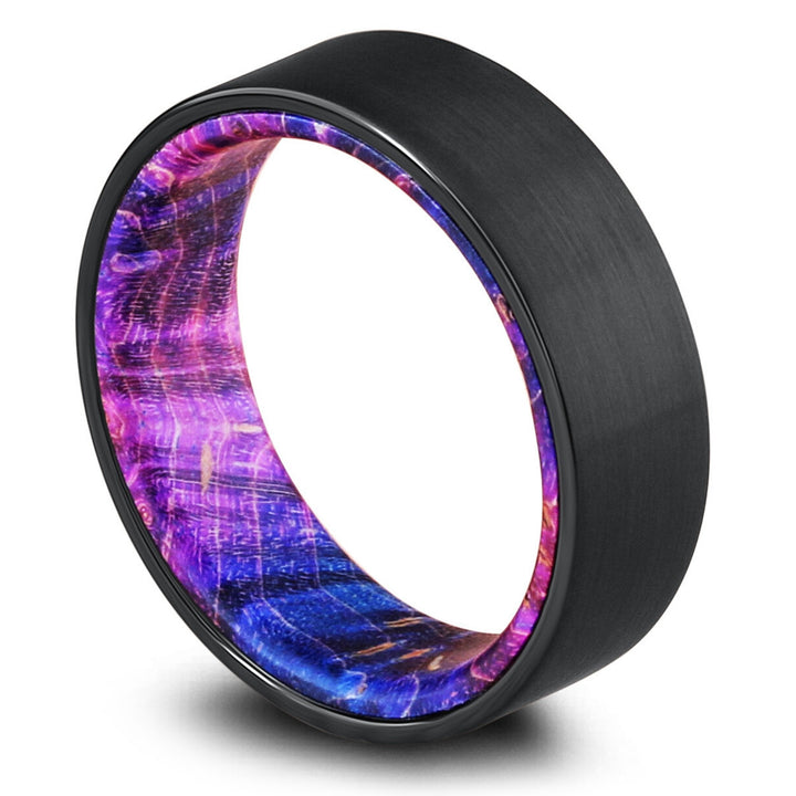 Men's Colorful Wooden Wedding Ring In Black