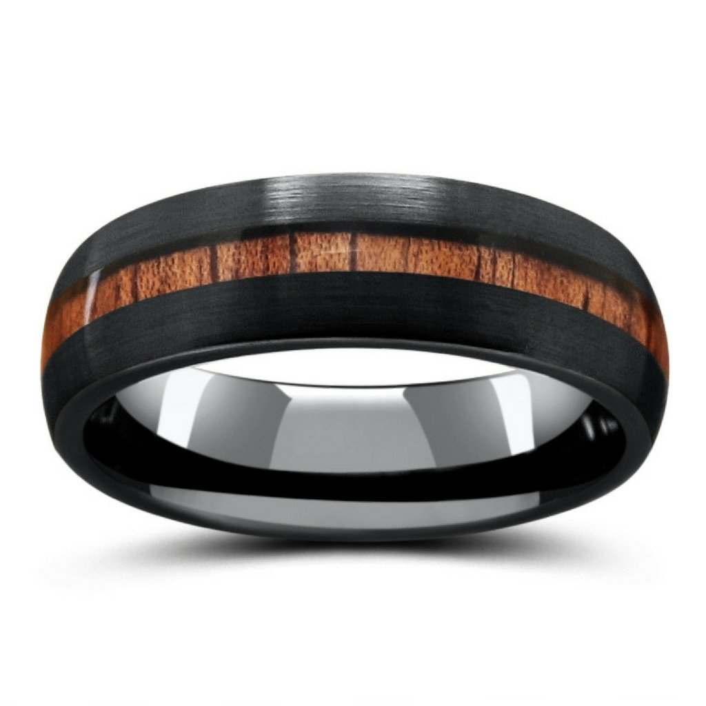 The Black Forest Woodland Wedding Ring Men's Black Wooden