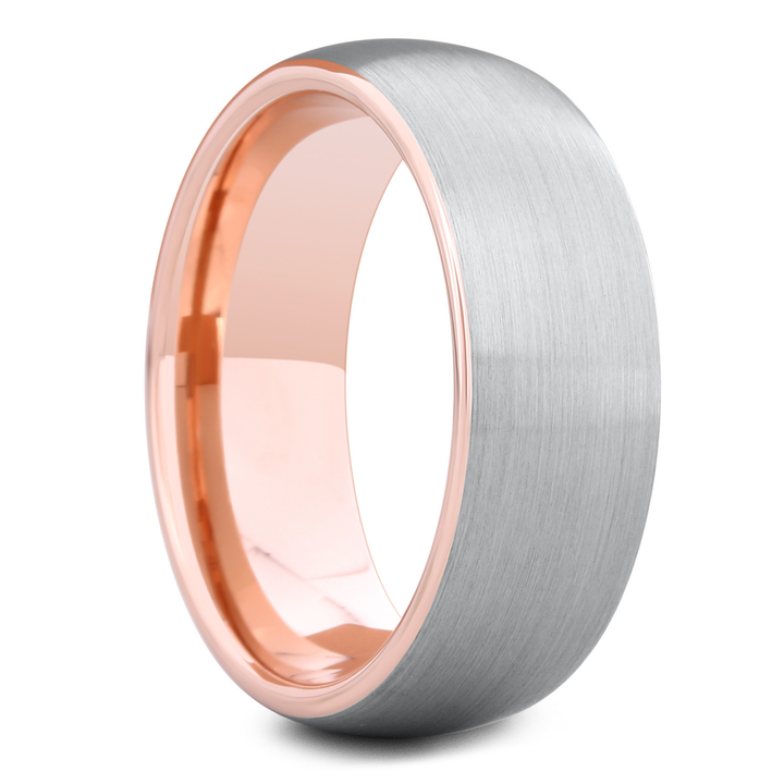 Men's Silver and Rose Gold Wedding Ring - 8mm Width