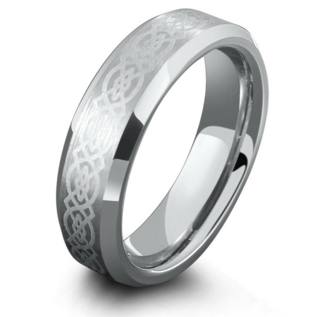 6mm Celtic Laser Etched Design Crafted Out of Tungsten Carbide