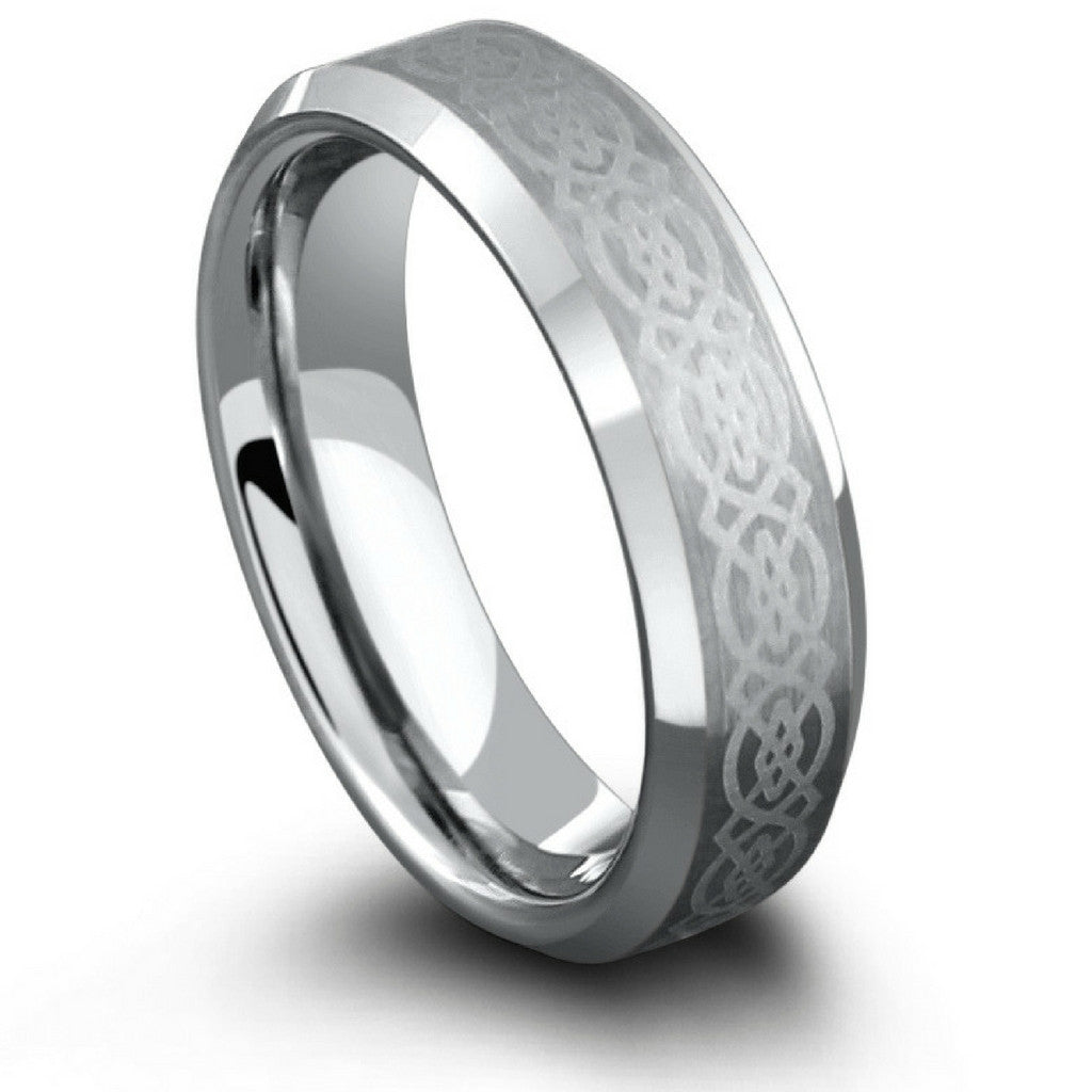 6mm Celtic Laser Etched Design Crafted Out of Tungsten Carbide