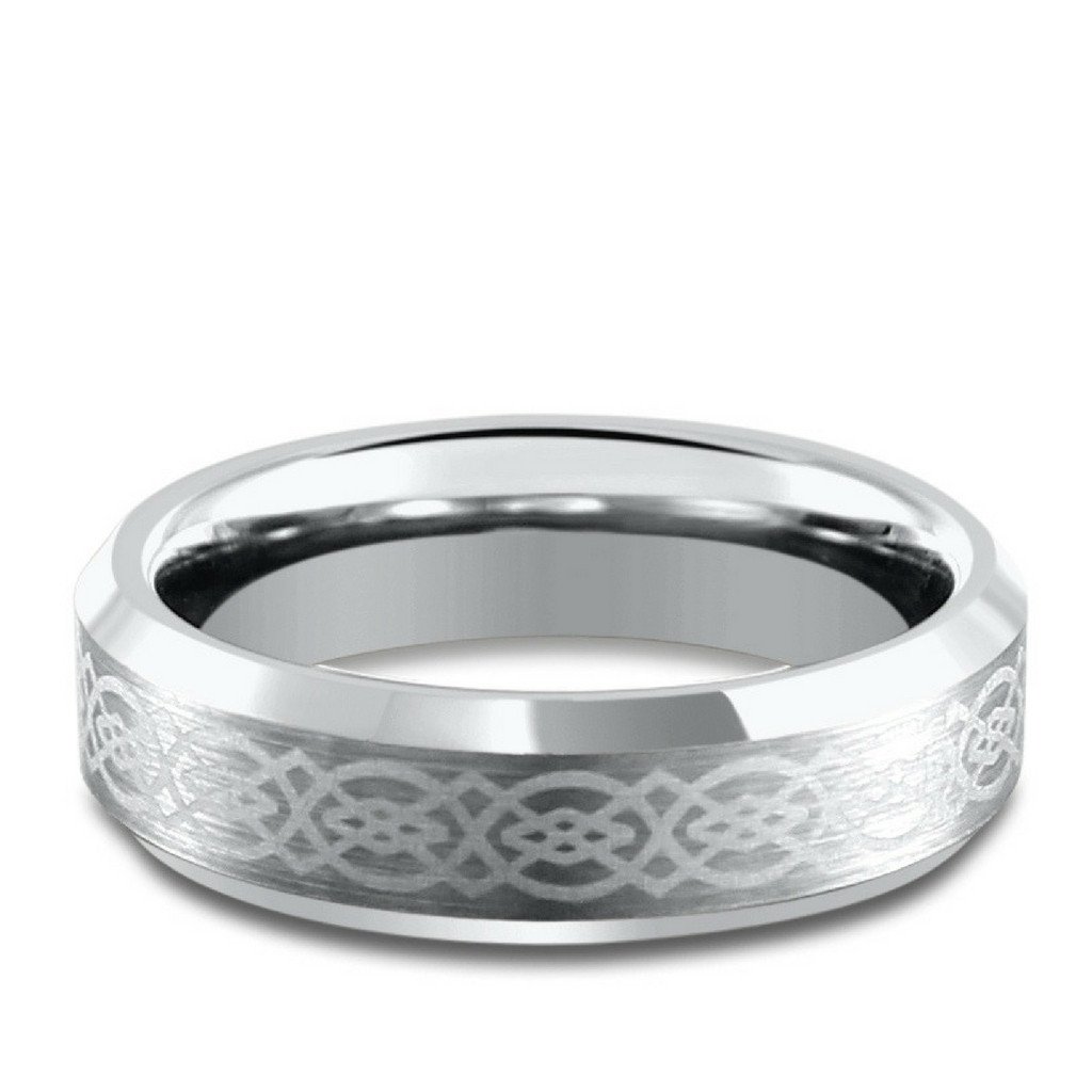 6mm Celtic Laser Etched Design Crafted Out of Tungsten Carbide