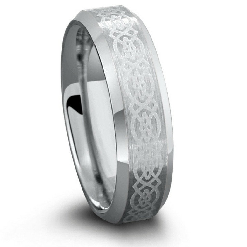 6mm Celtic Laser Etched Design Crafted Out of Tungsten Carbide