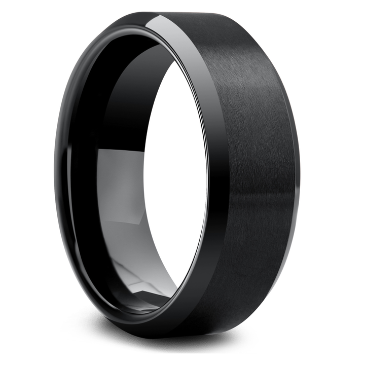 Men's Classic Black Wedding Band Crafted Out Of High Tech Ceramic