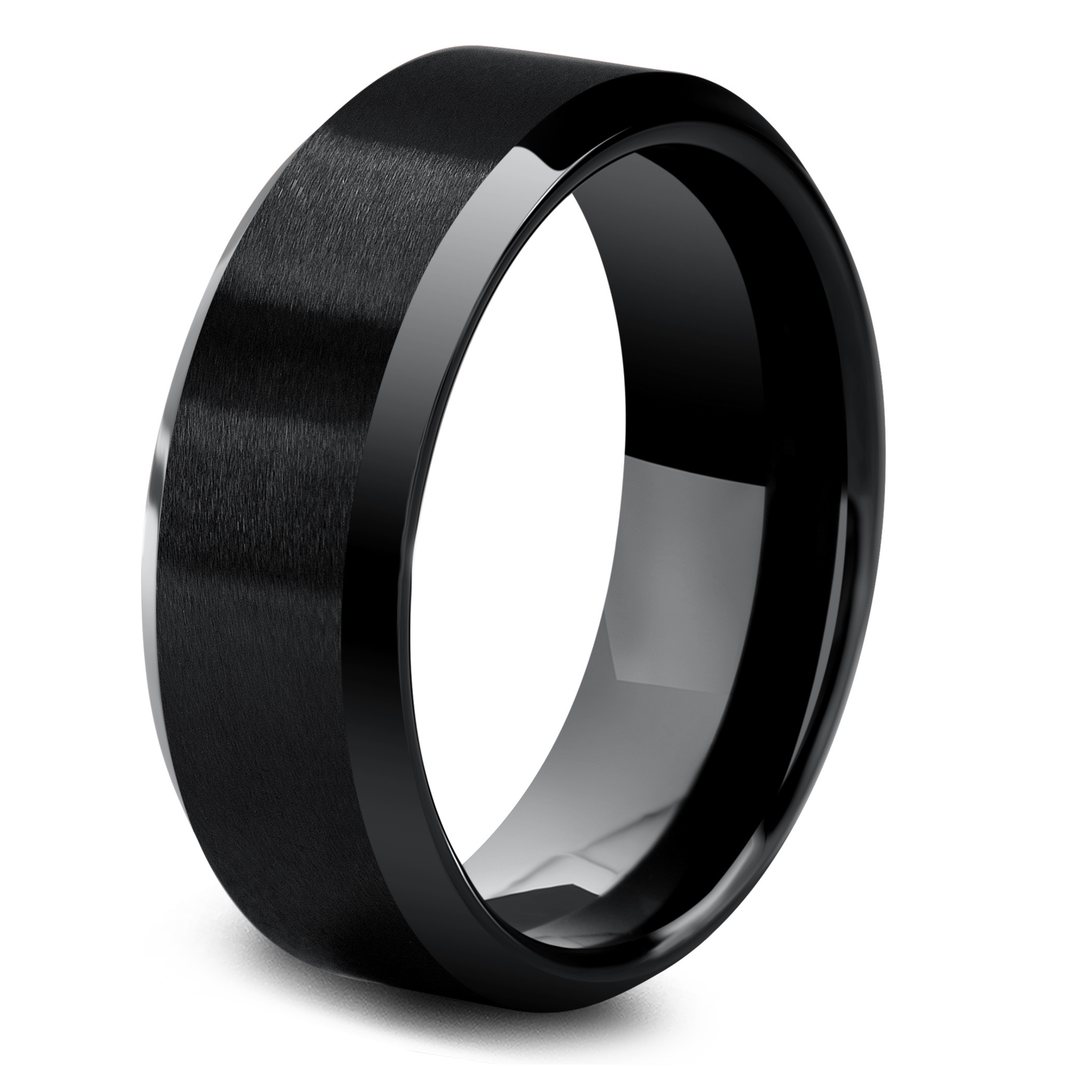 Men's Classic Black Wedding Band Crafted Out Of High Tech Ceramic