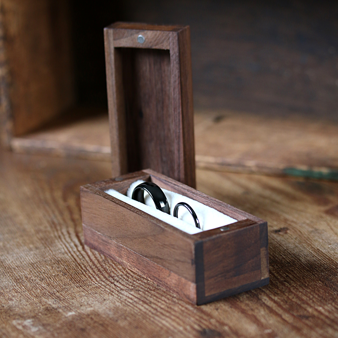 His and Her Wooden Wedding Ring Box - Add Engraving