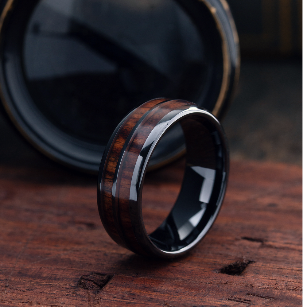 Men's Whiskey Barrel Ring - Men's Wooden Wedding Ring