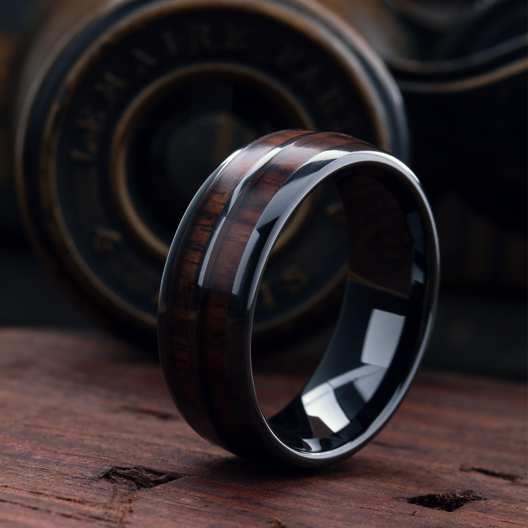 Wooden Barrel Ring On Hand