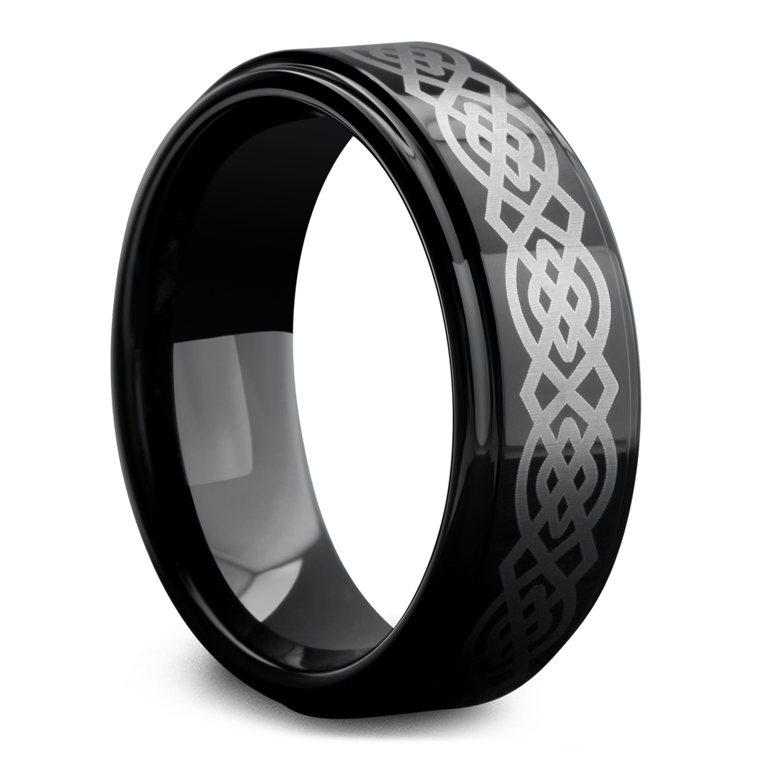 Men's Black Celtic Knot Ring Tungsten