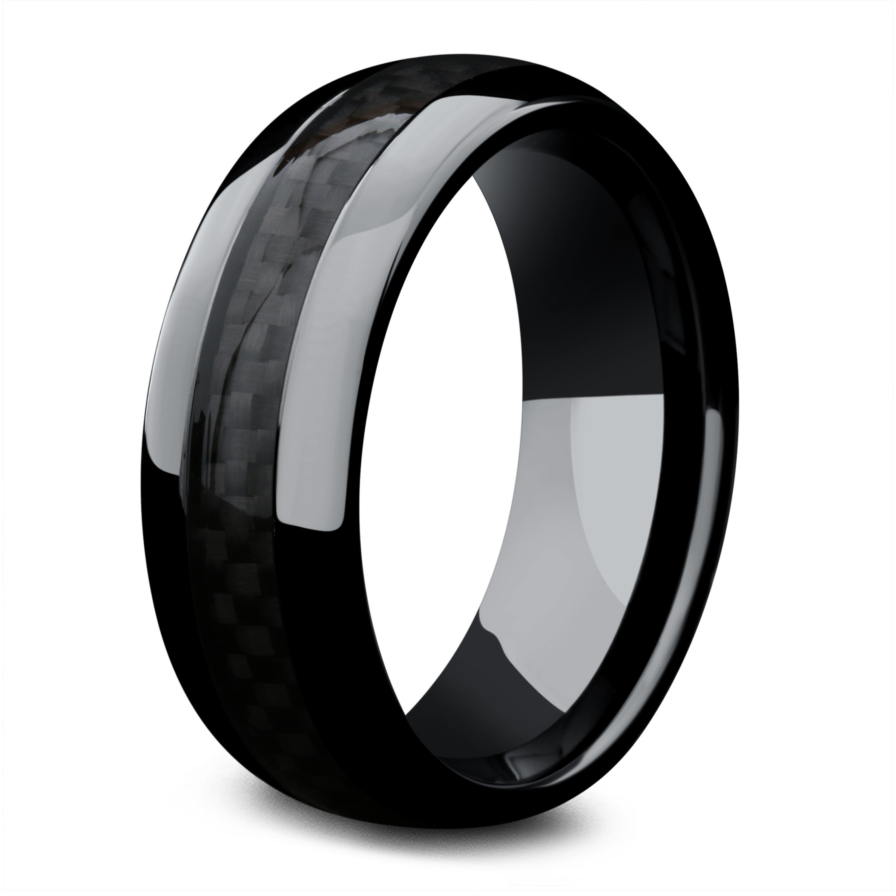 Men's Carbon Fiber Wedding Band In Black - Carbon Core | Engravable Men's Carbon Fiber Wedding Band In Black - Carbon Core | Engravable