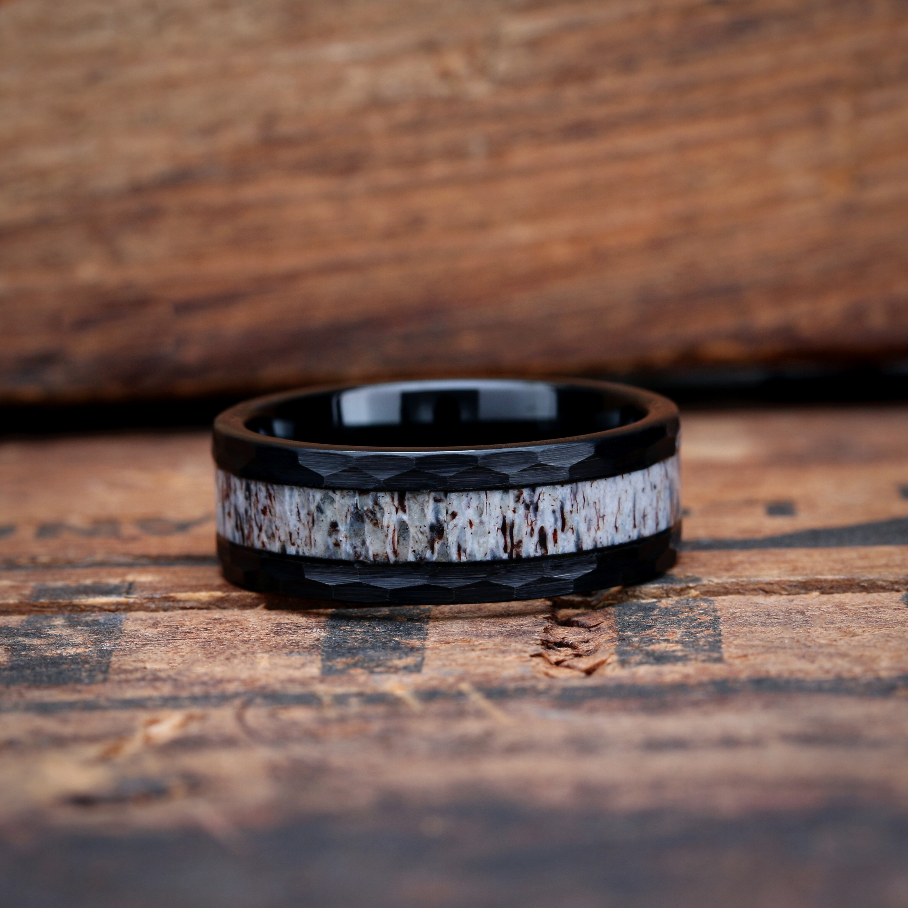 Tungsten and antler ring hotsell