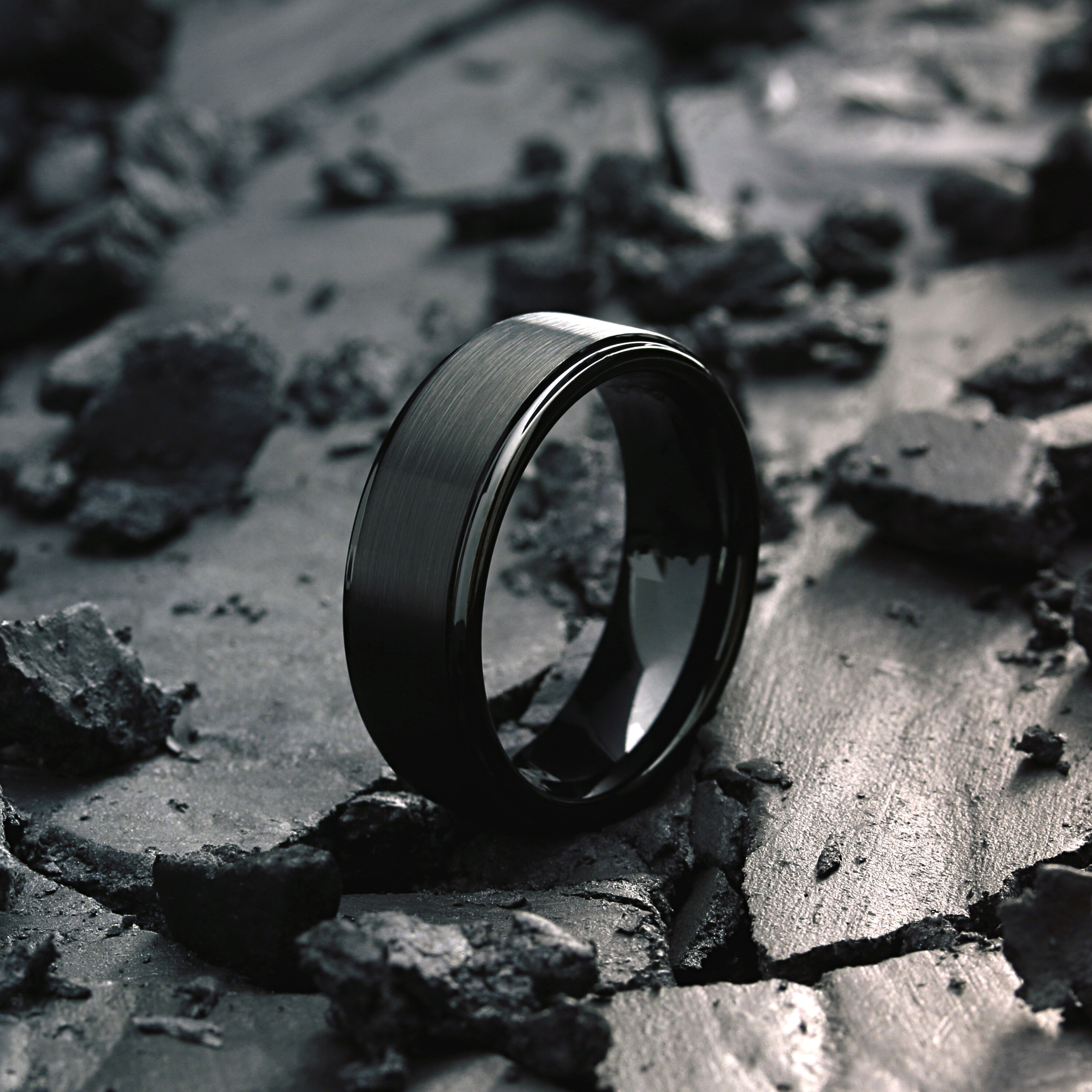 EZRA Black Ceramic Ring with Purple Gold stone Inlay – Monica Jewelers