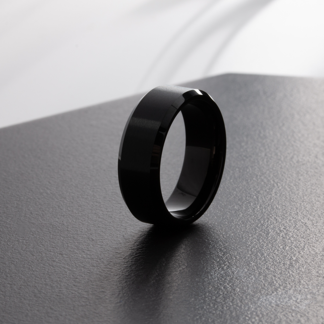 Men's Black Wedding Ring - Men's Modern Wedding Ring