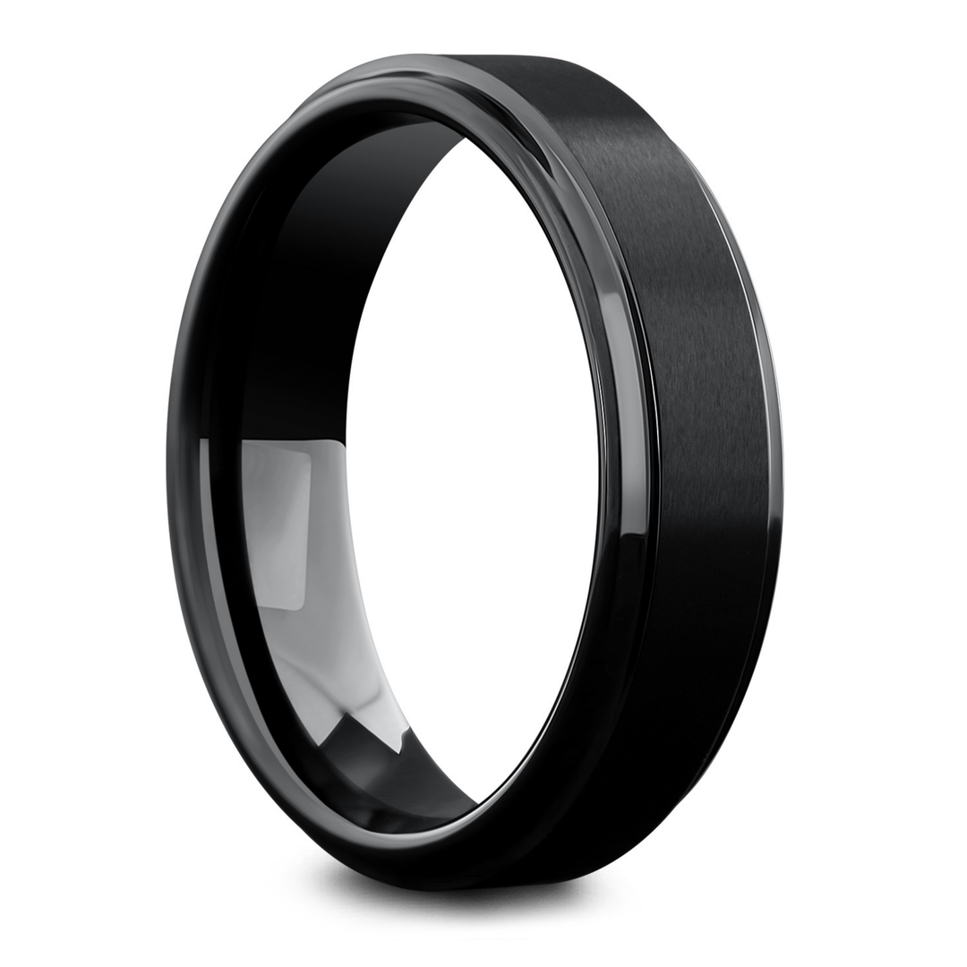 Men's Black Wedding Ring 6mm in Width
