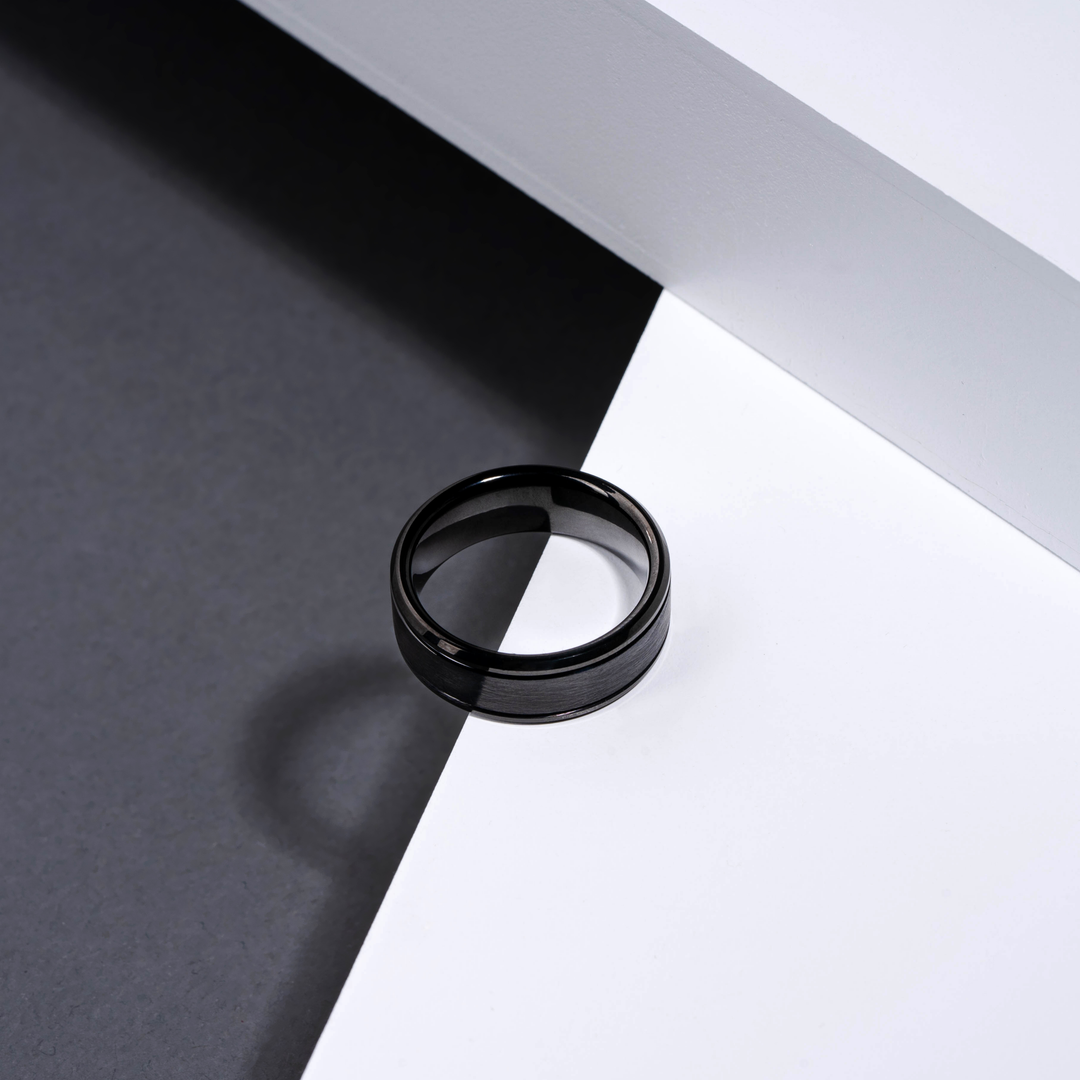 Mens Black Wedding Ring - Men's Modern Wedding Ring