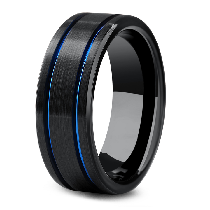 Double Ocean Blue - Men's Blue and Black Wedding Ring – Northern Royal, LLC