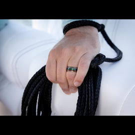 Men's Green Fishing Line Wedding Band Made Out Antler, Wood, and Fishing Line