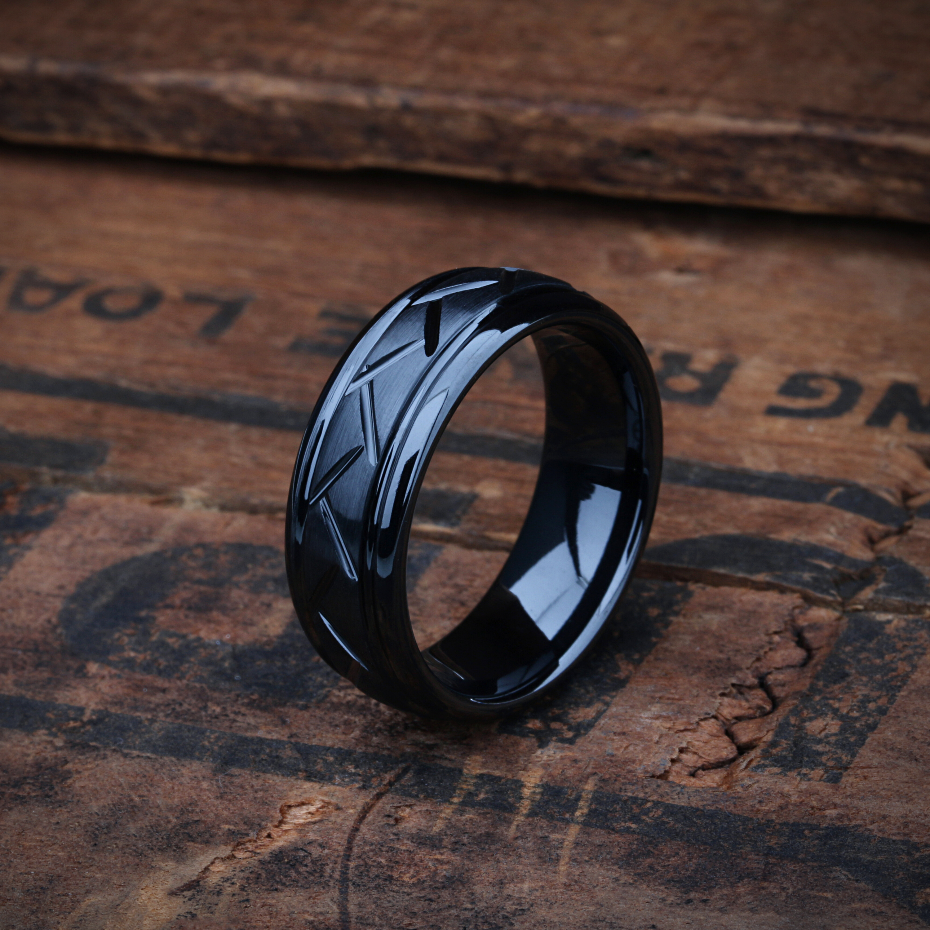 Black Zirconium Matching Ring Set Infinity Symbol 14k White Gold Inlay –  Stonebrook Jewelry