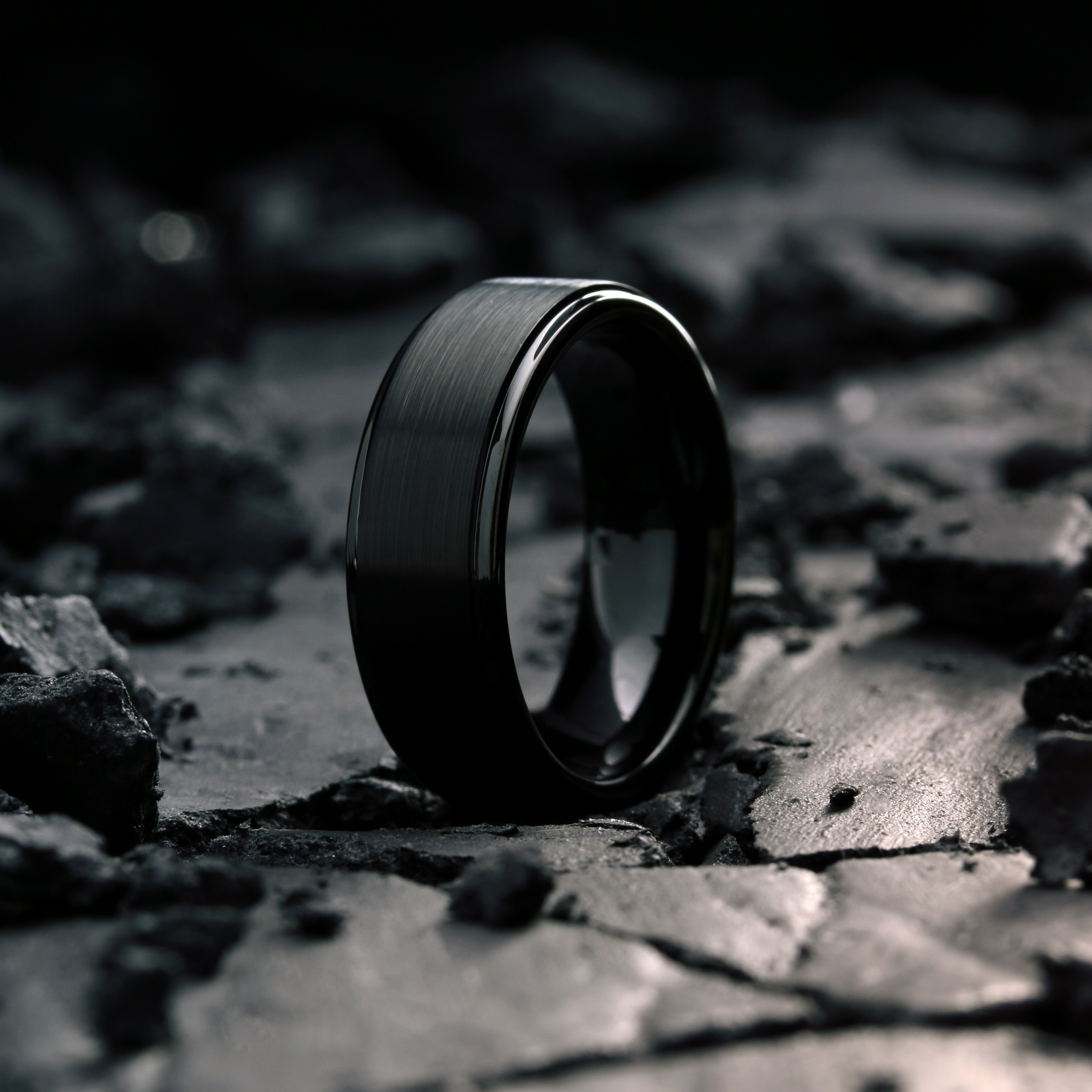 Black Titanium Brushed Ring - mesmerize india