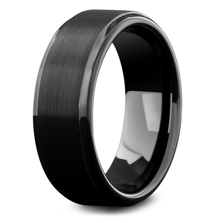 Men's Modern Black Wedding Ring | Nitro Black
