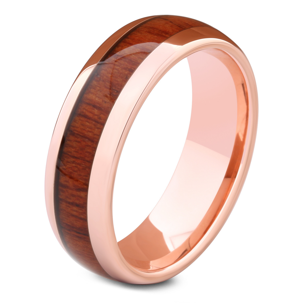 Men's Rose Gold Wooden Wedding Ring
