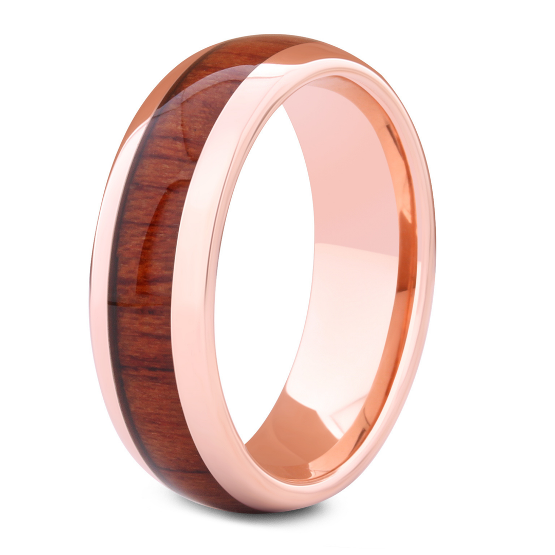Men's Wood Rose Gold Wedding Ring
