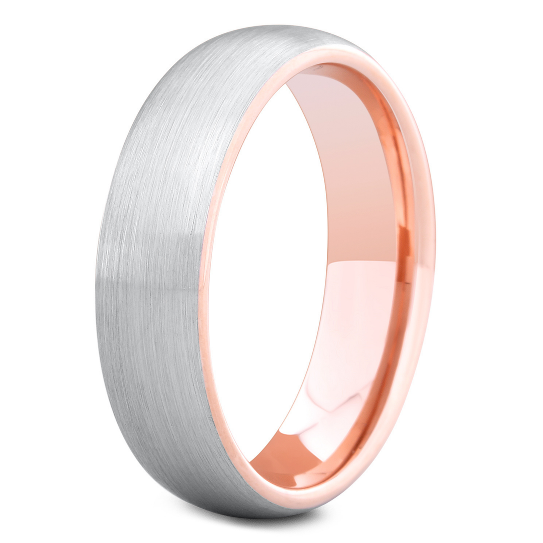 Men's Silver and Rose Gold Wedding Ring Tungsten