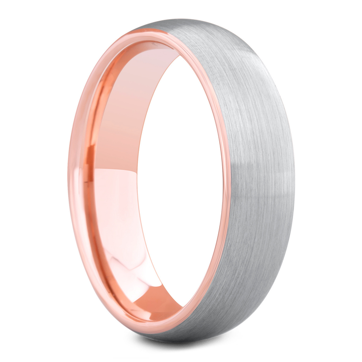 Men's Modern Silver and Rose Gold Wedding Ring