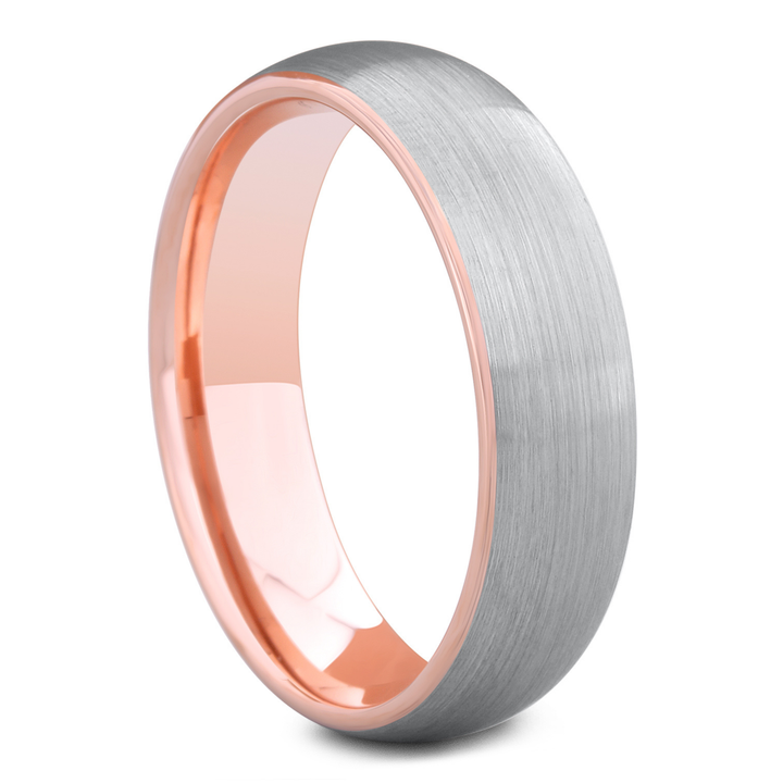 Mens 6mm width Silver and Rose Gold Wedding Ring
