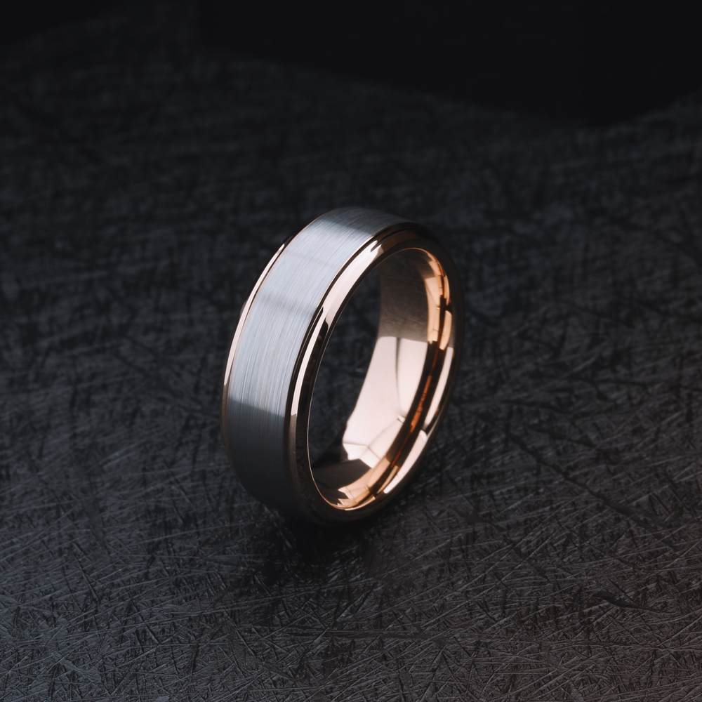 Men's Rose Gold and Silver Wedding Band | Add Engraving 