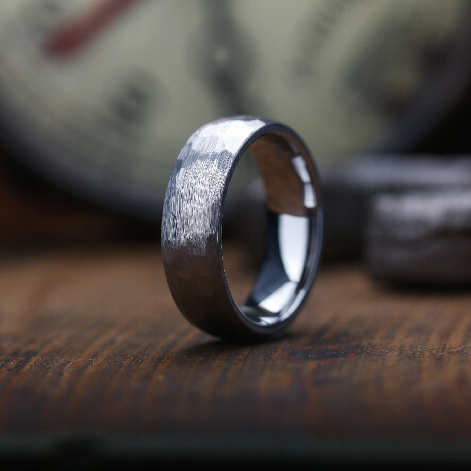 The Blacksmith Ring Men s Rustic Hammered Wedding Band