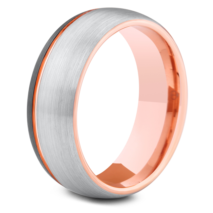 Men's Black, Silver, and Rose Gold Wedding Band