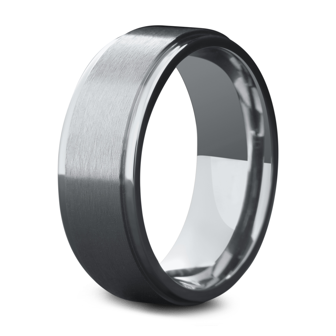 Dark grey discount titanium wedding bands