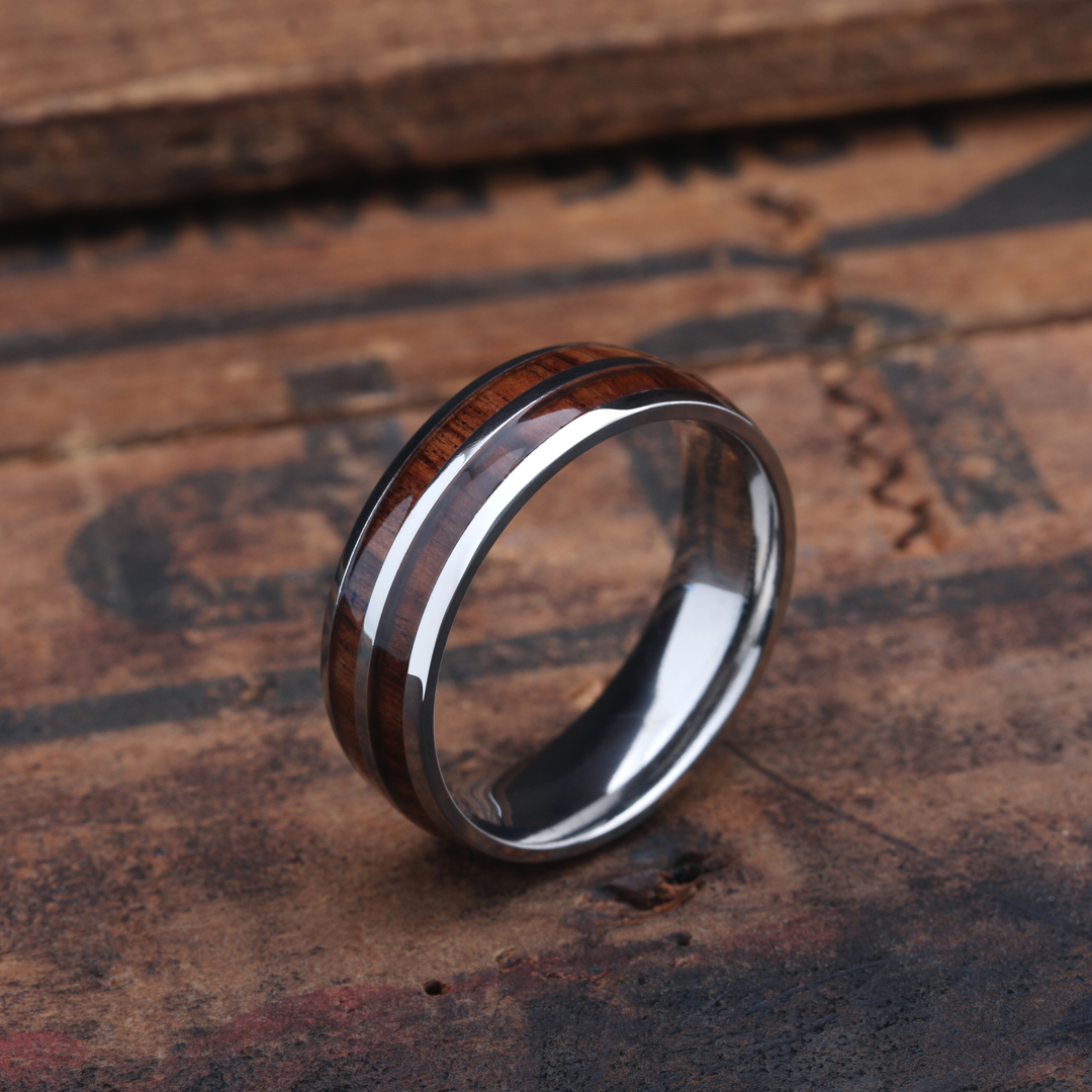 Silver sales wood ring