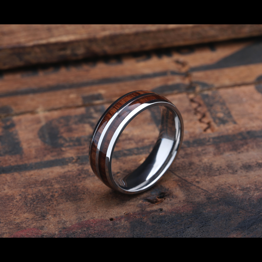 Men's Whiskey Barrel Ring | Ring Color Silver | Men's Wooden Barrel Ring 2