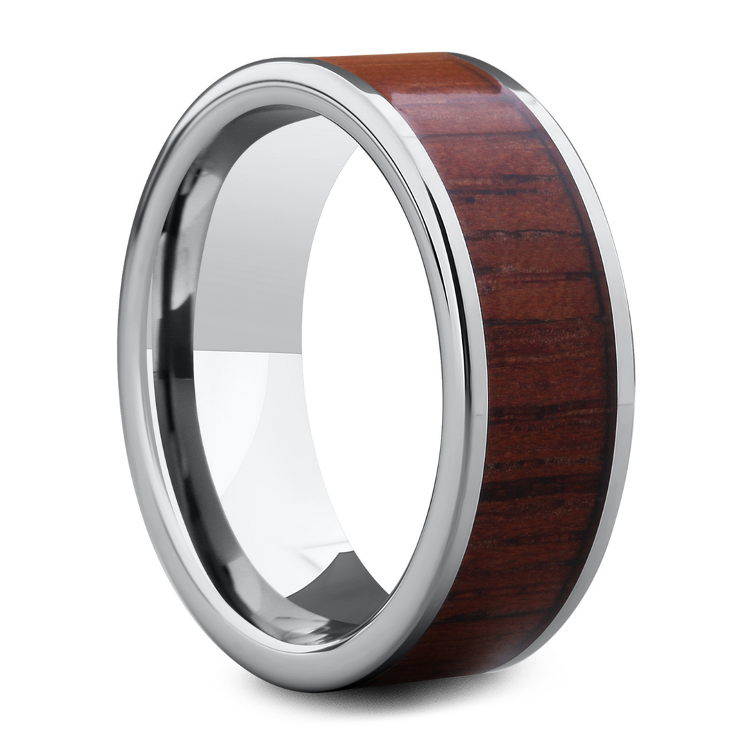 Men's Wooden Wedding Ring Silver