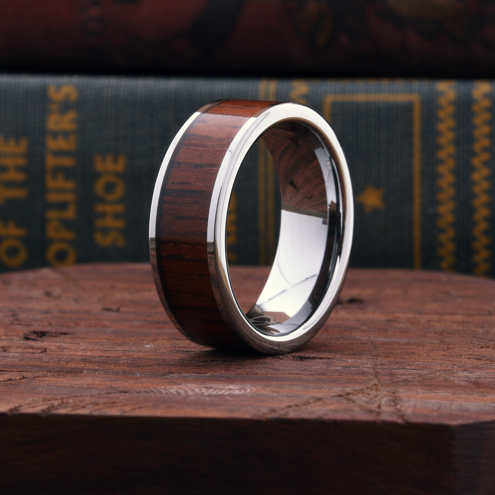 Men's 8mm Wooden Ring Silver