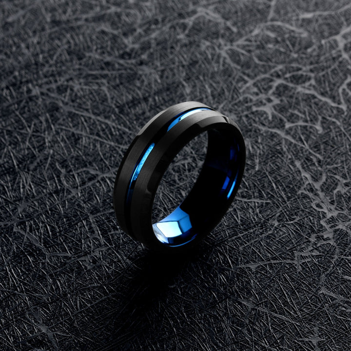 Men's Blue and Black Wedding Ring