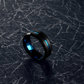 Men's Unique Blue Wedding Band