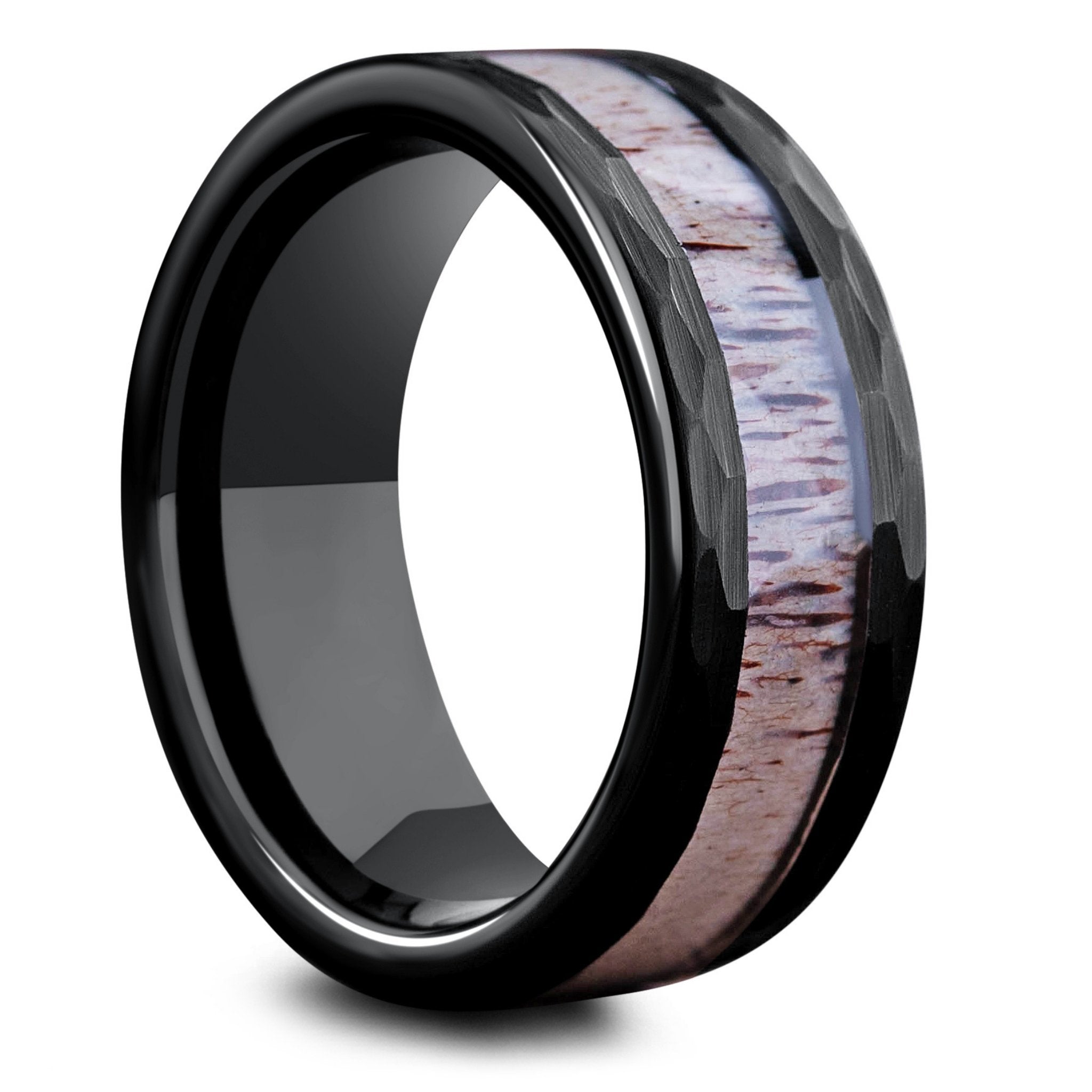 Titanium deer antler wedding band clearance